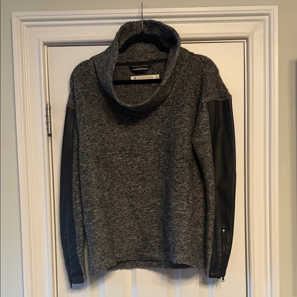Blanc Noir Charcoal Cowl Neck Sweater - Size Small